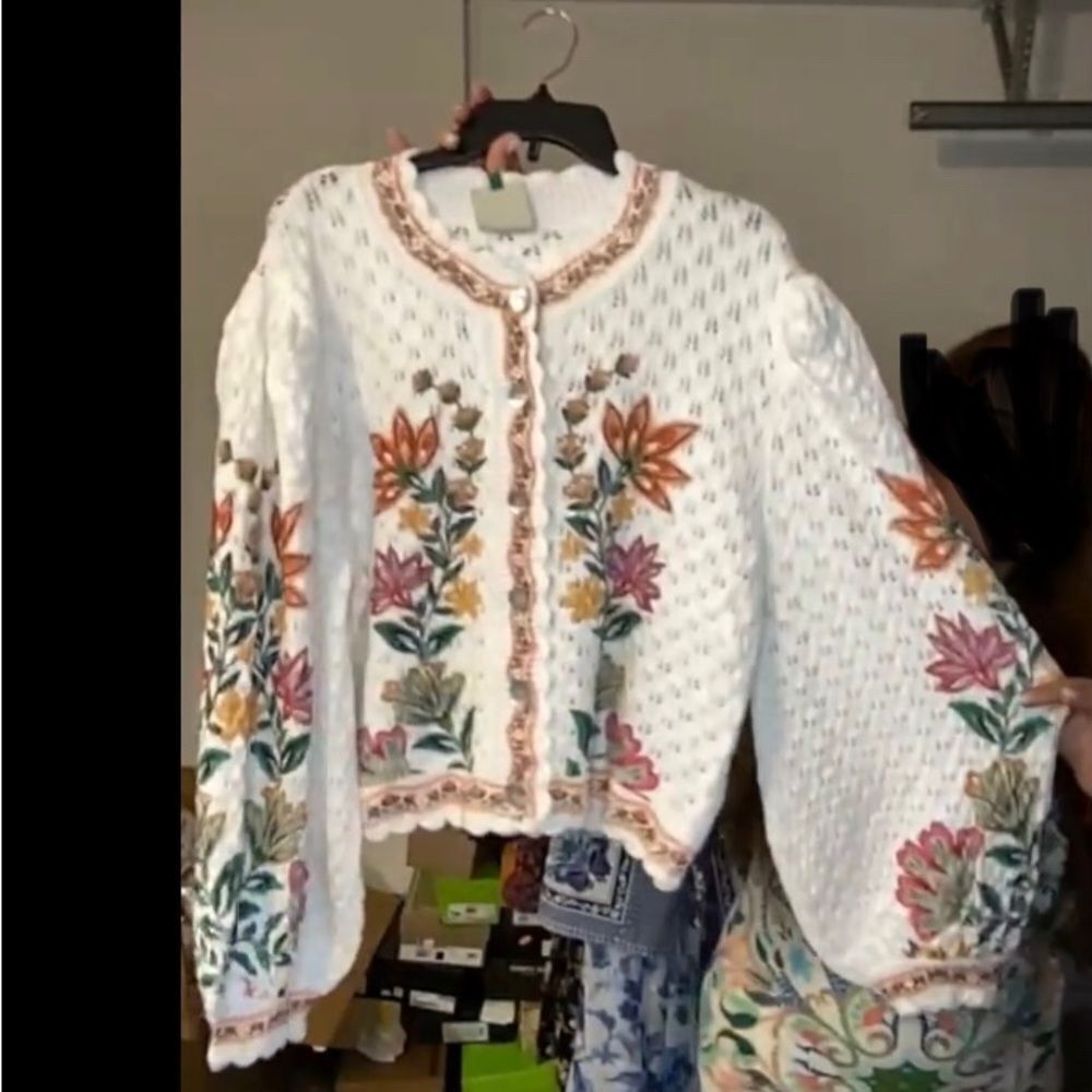 FARM Rio Off White Garden Delight Knit Cardigan - Picture 5 of 13